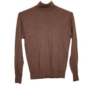 J Crew Mens Brown Knit Wool Blend Turtleneck Sweater Size Small